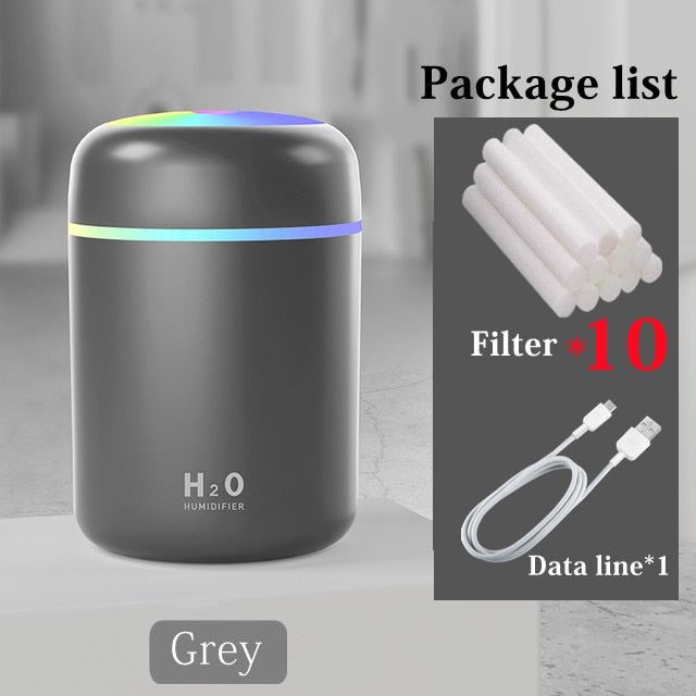 Draagbare USB Aroma diffuser 300ML - Aromatherapie - Geur Verdamper - Luchtbevochtiger met Sfeer en nachtlampje - Vernevelaar - Etherische Olie - Bivakshop