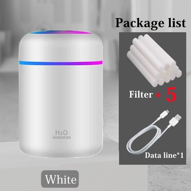 Draagbare USB Aroma diffuser 300ML - Aromatherapie - Geur Verdamper - Luchtbevochtiger met Sfeer en nachtlampje - Vernevelaar - Etherische Olie - Bivakshop