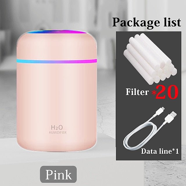 Draagbare USB Aroma diffuser 300ML - Aromatherapie - Geur Verdamper - Luchtbevochtiger met Sfeer en nachtlampje - Vernevelaar - Etherische Olie - Bivakshop