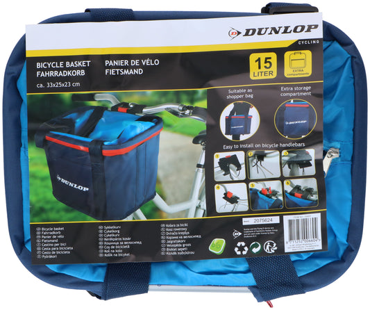 Dunlop 15 liter fietsmand tas met stuurbevestiging en draaggrepen - Bivakshop