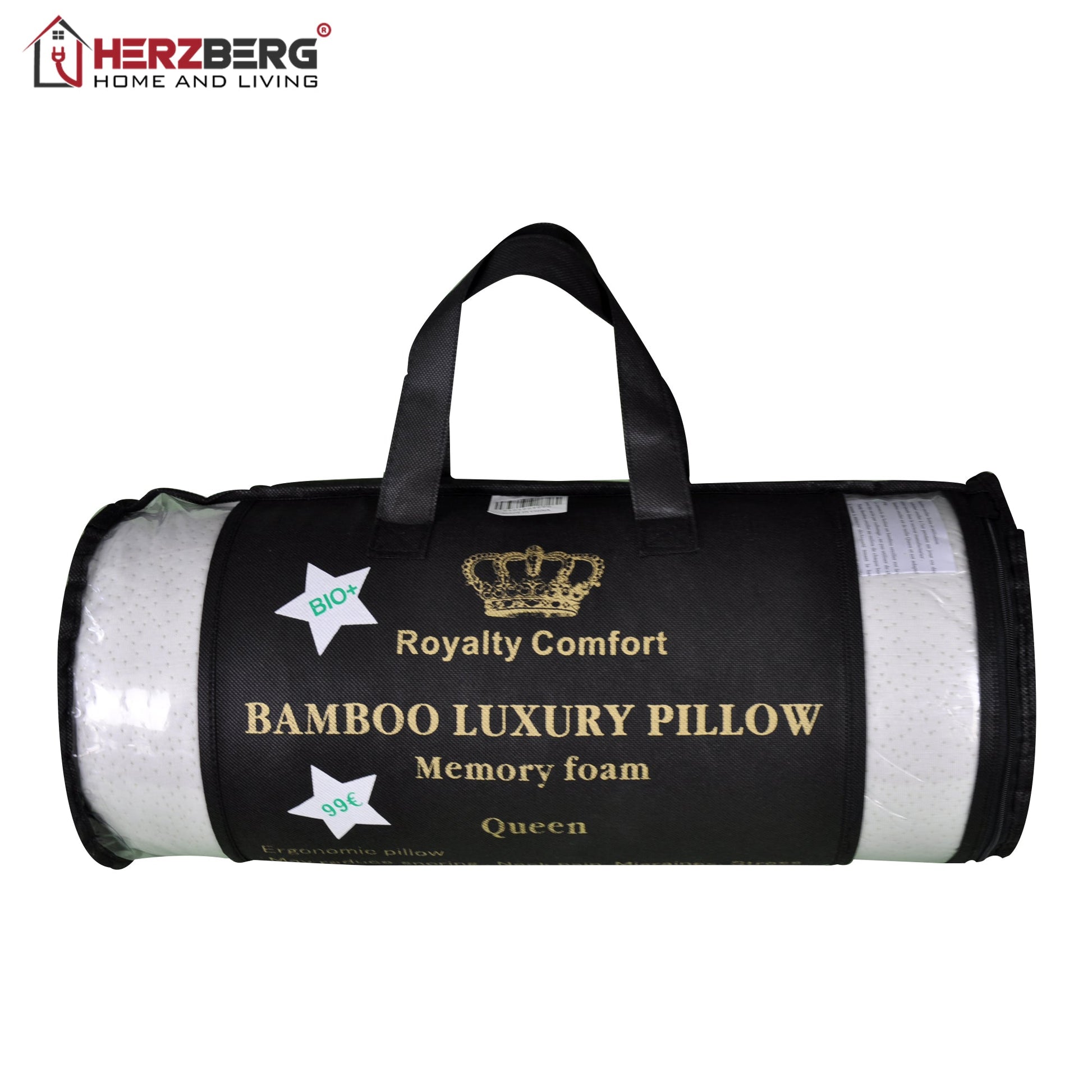 Ervaar ultiem comfort en slaapkwaliteit met het royalty comfort HG-5076BM: Bamboe luxe kussen met ergonomisch geheugenschuim - Queen - Bivakshop