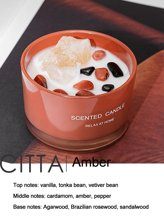 Geurkaars in glazen pot – Sojawas & edelsteen aromatherapie - Bivakshop