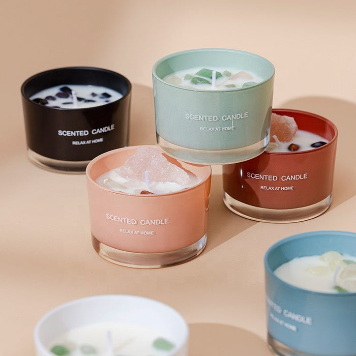 Geurkaars in glazen pot – Sojawas & edelsteen aromatherapie - Bivakshop