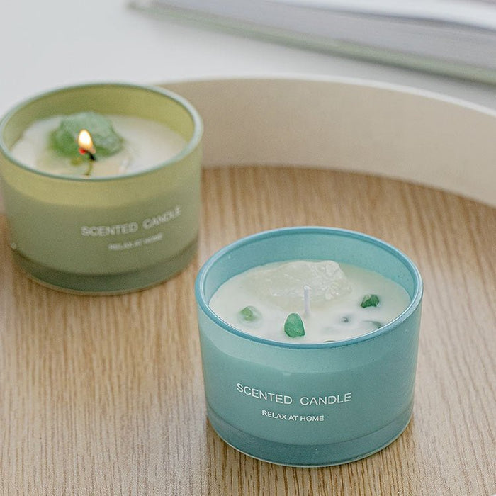Geurkaars in glazen pot – Sojawas & edelsteen aromatherapie - Bivakshop