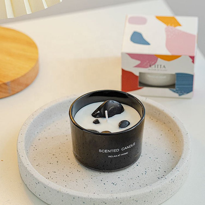 Geurkaars in glazen pot – Sojawas & edelsteen aromatherapie - Bivakshop