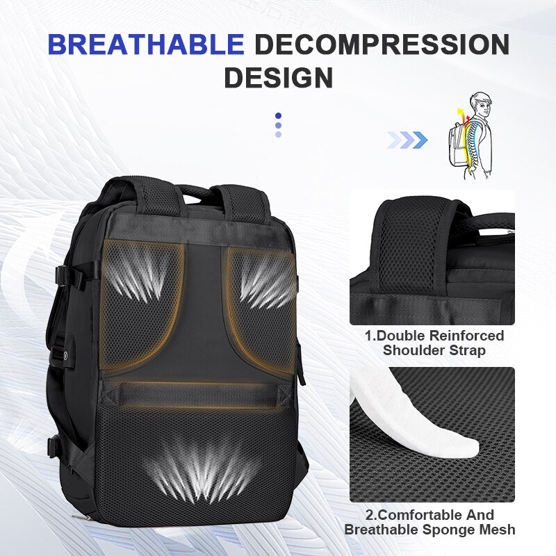 Grote reisrugzak voor mannen - Waterdichte laptoprugzak, Anti-Diefstal handbagage rugzak - Bivakshop