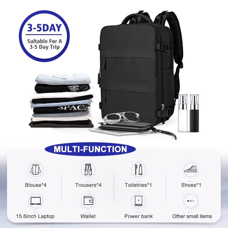 Grote reisrugzak voor mannen - Waterdichte laptoprugzak, Anti-Diefstal handbagage rugzak - Bivakshop
