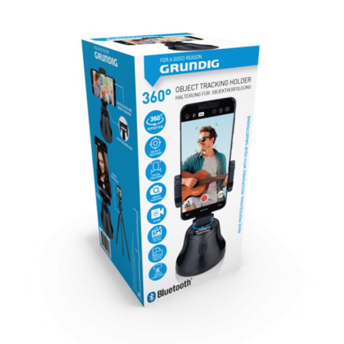 Grundig ED-49803: 360° Rotating, Face/ Object Tracking Phone Holder for Vlogger - Bivakshop
