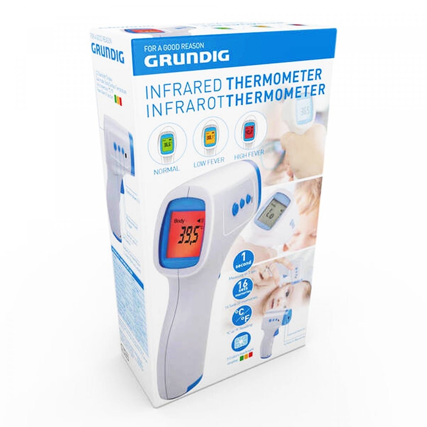 Grundig Infrarood Digitale Thermometer - LED Licht Indicator - Bivakshop