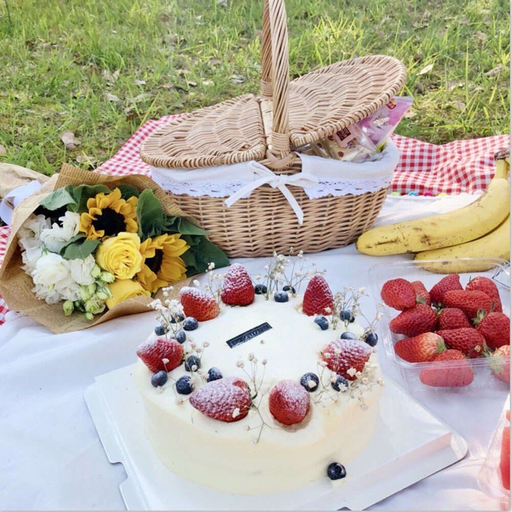 Handgemaakte Grote Rieten Mand Met Handvat - Picknickmand - 2 maten - Bivakshop
