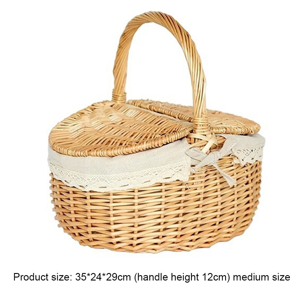Handgemaakte Grote Rieten Mand Met Handvat - Picknickmand - 2 maten - Bivakshop