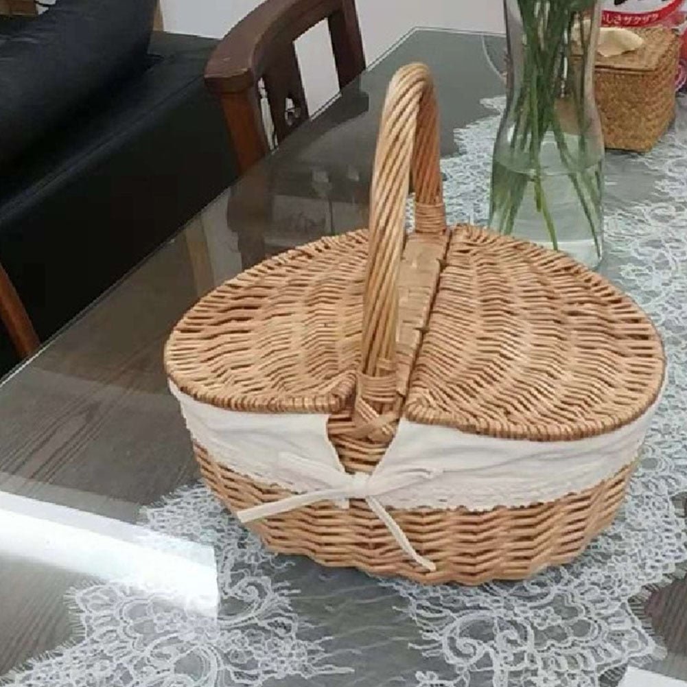Handgemaakte Grote Rieten Mand Met Handvat - Picknickmand - 2 maten - Bivakshop