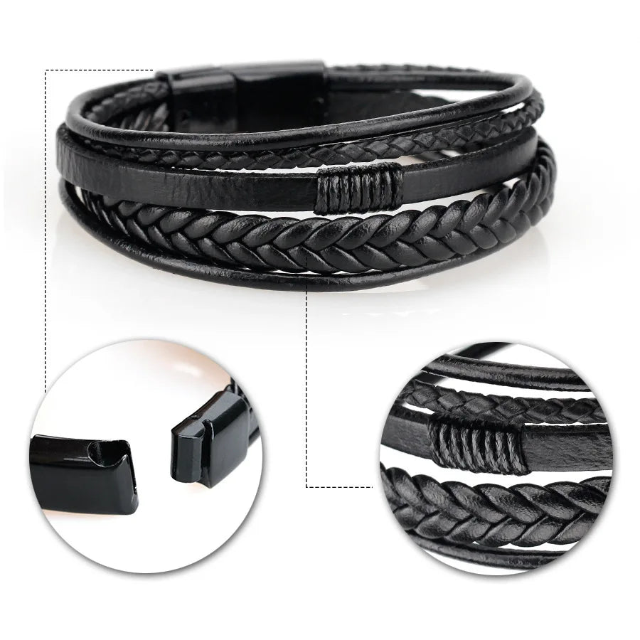 Handgeweven armband heren lederen touw armband etnische stijl sieraden - Bivakshop