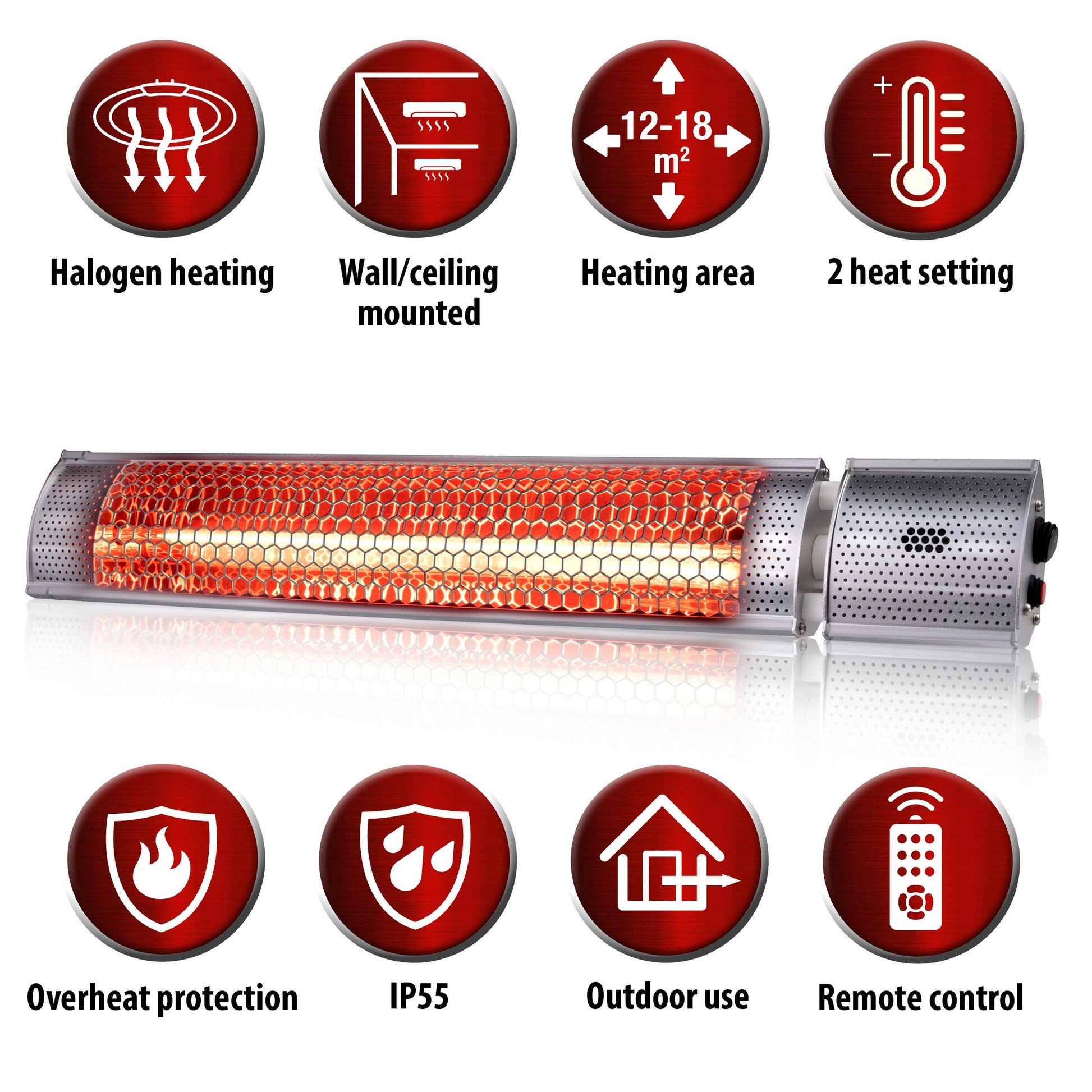 Heater Terrasverwarmer Met Afstandsbediening 2000W - Alpina - Bivakshop