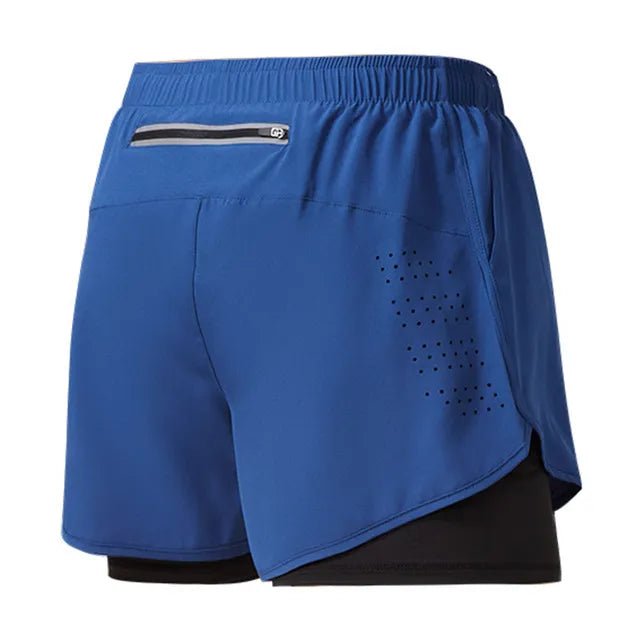Heren hardloopshorts - Sneldrogend, zwarte dubbellaagse fitness short - Bivakshop