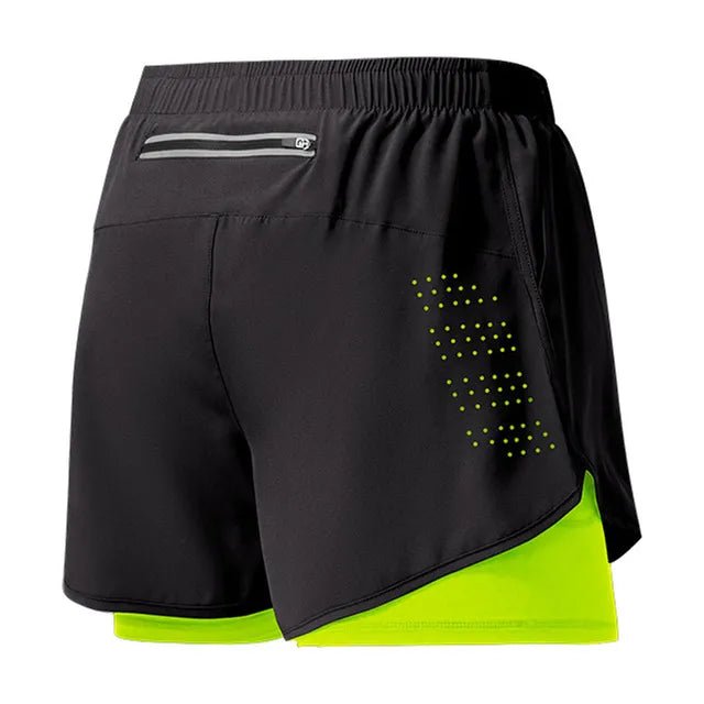 Heren hardloopshorts - Sneldrogend, zwarte dubbellaagse fitness short - Bivakshop