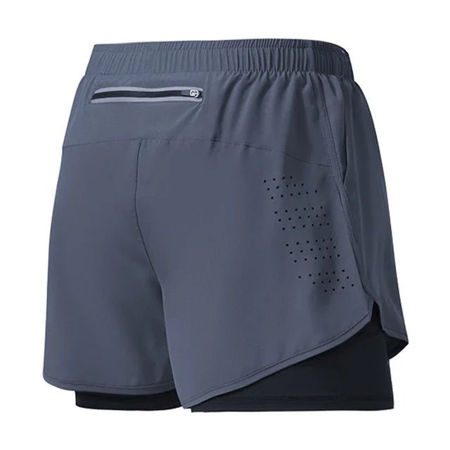 Heren hardloopshorts - Sneldrogend, zwarte dubbellaagse fitness short - Bivakshop