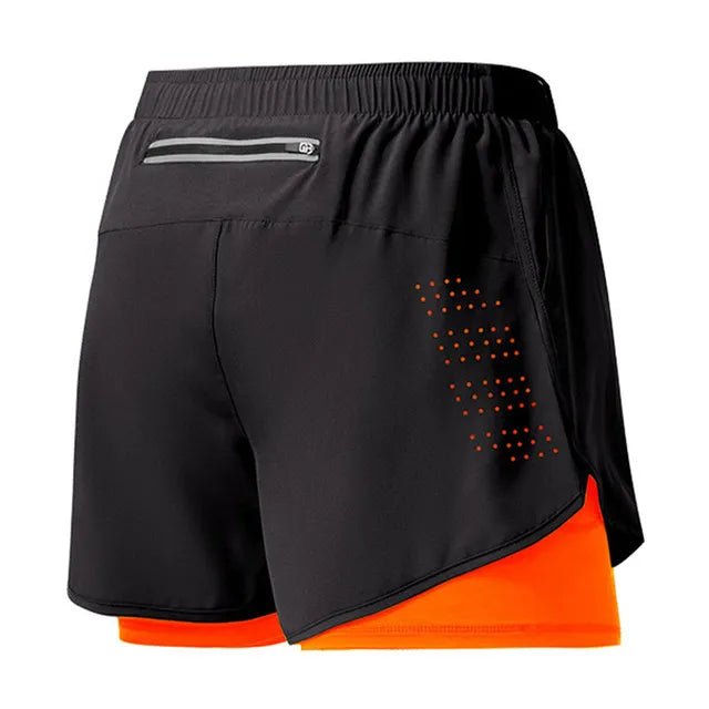 Heren hardloopshorts - Sneldrogend, zwarte dubbellaagse fitness short - Bivakshop