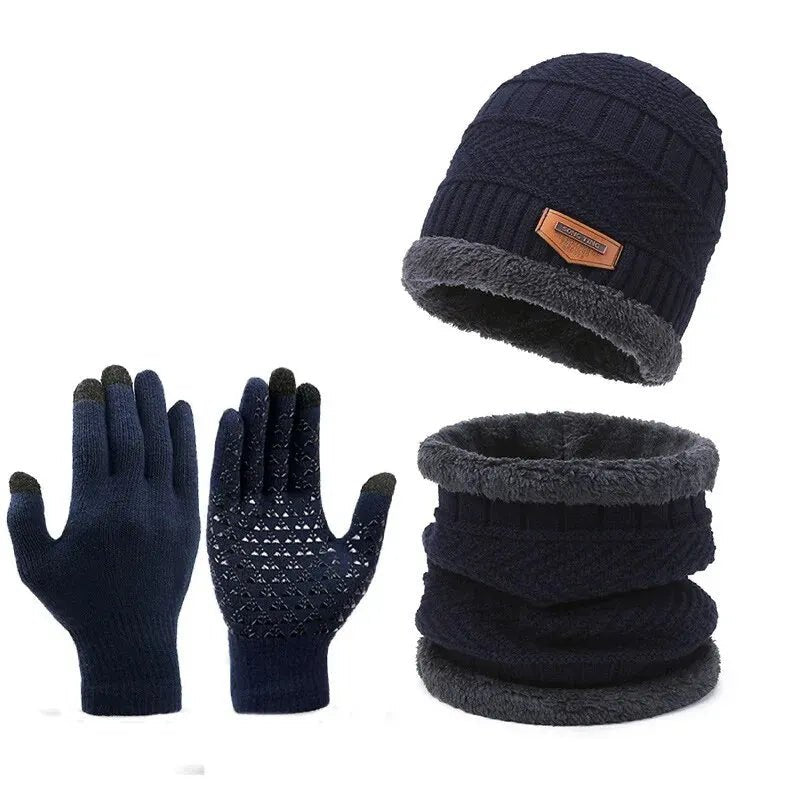 Herenmuts sjaal en handschoenen combi - 3 delige set - Winddicht - Bivakshop