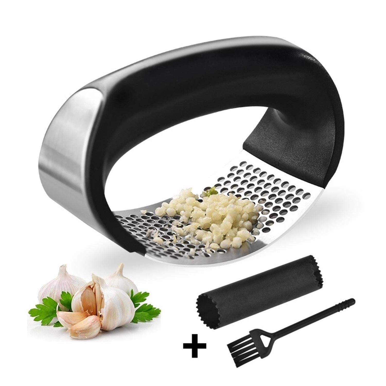 Herzberg 3 in 1 knoflook- en gemberpers van hoge kwaliteit met reinigingsborstel - Bivakshop