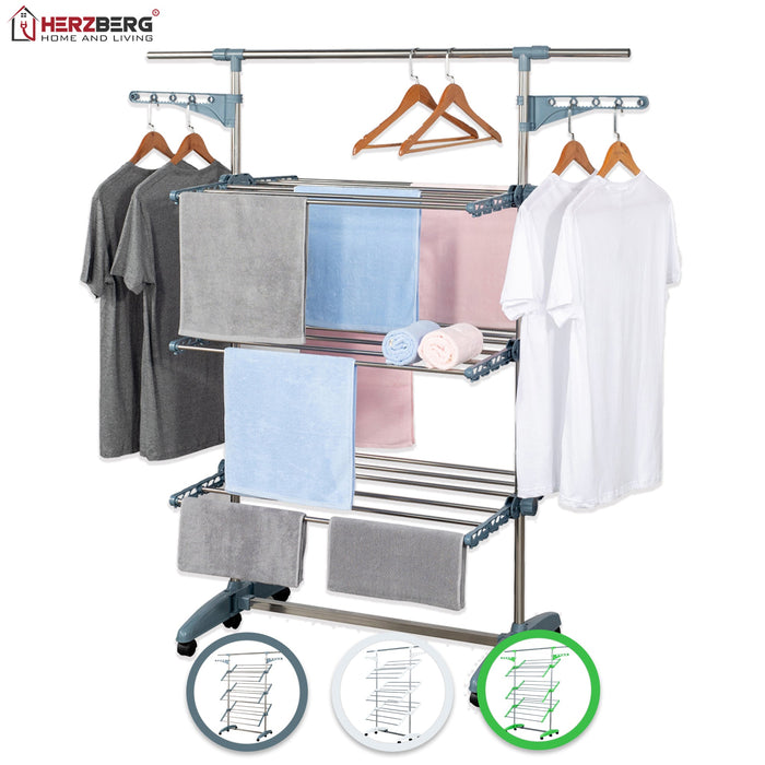 Herzberg 3-laags kledingdroogrek grijs - Bivakshop
