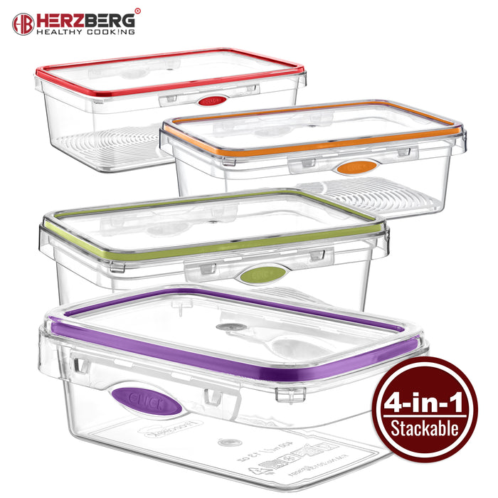 Herzberg 4 Stuks Stapelbare Smart Unlock Storage - Bivakshop