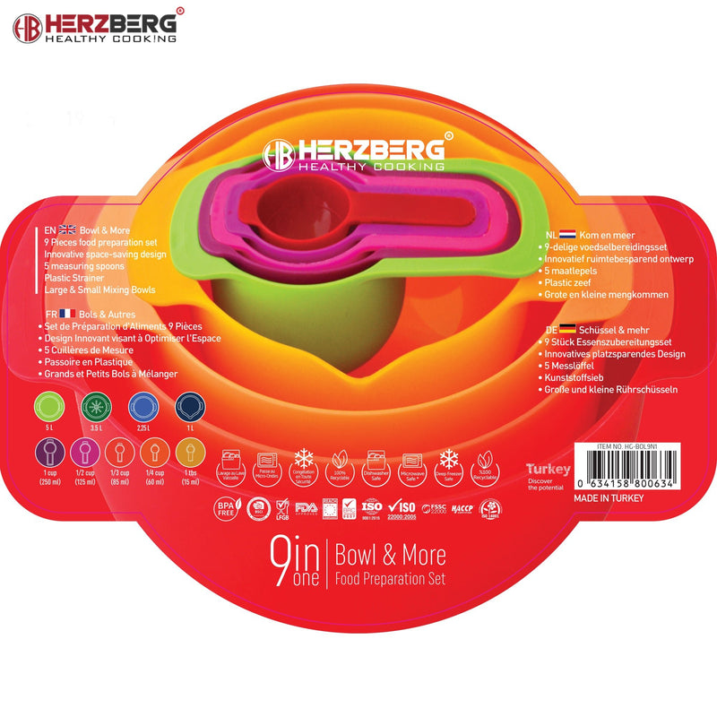 Herzberg 9-in-1 kom- en maatbekerset - Bivakshop