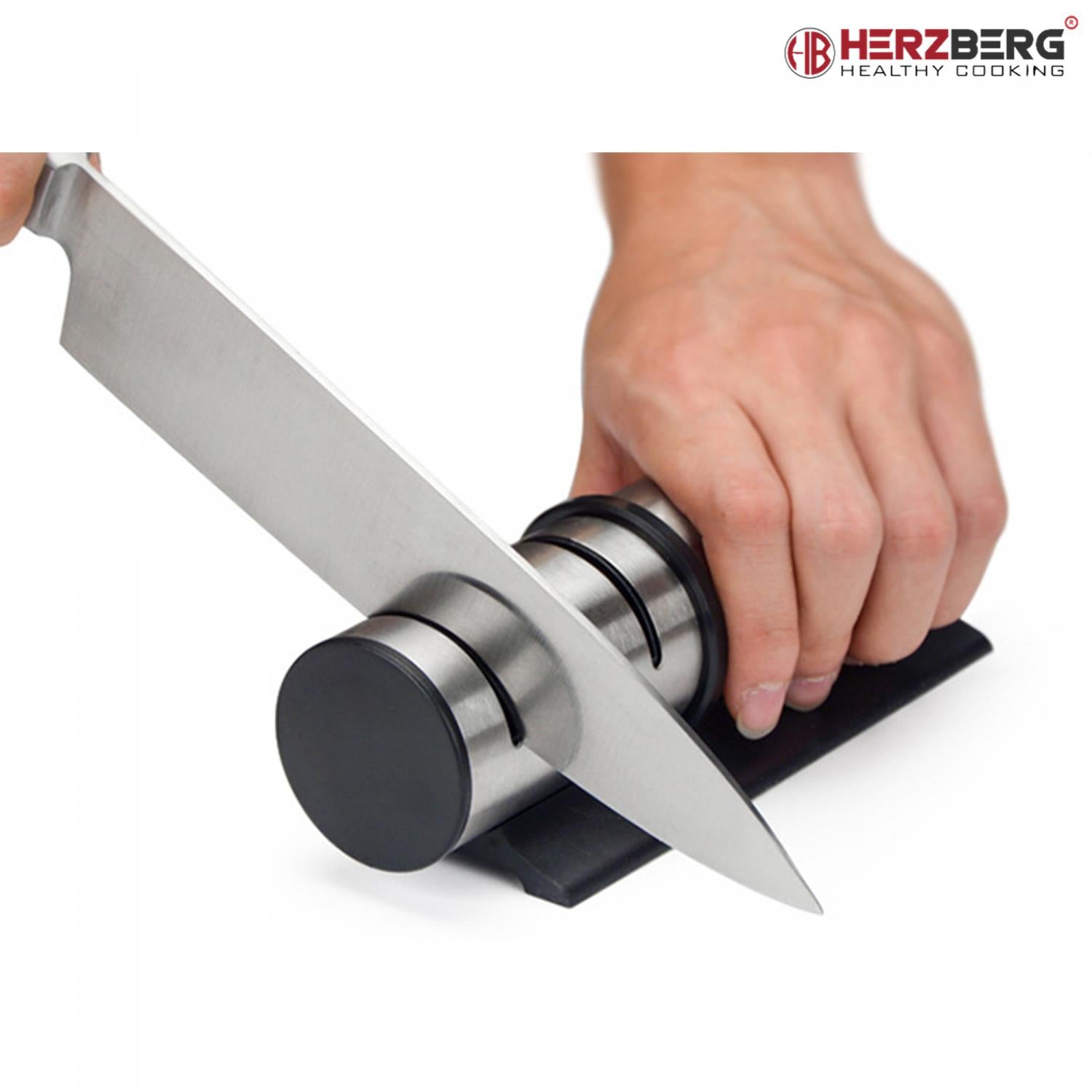 Herzberg Cilinder Roestvrijstalen Handmatige Messenslijper - Bivakshop