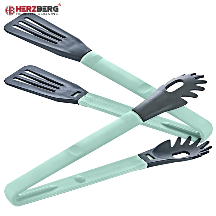 Herzberg Cooking 2 - in - 1 blauwe nylon schoteltang - Bivakshop