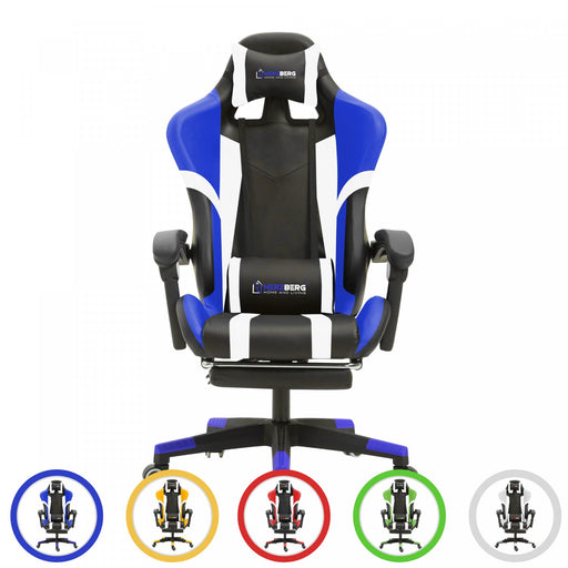 Herzberg: Driekleurige gaming- en bureaustoel met lineair accent wit - Bivakshop