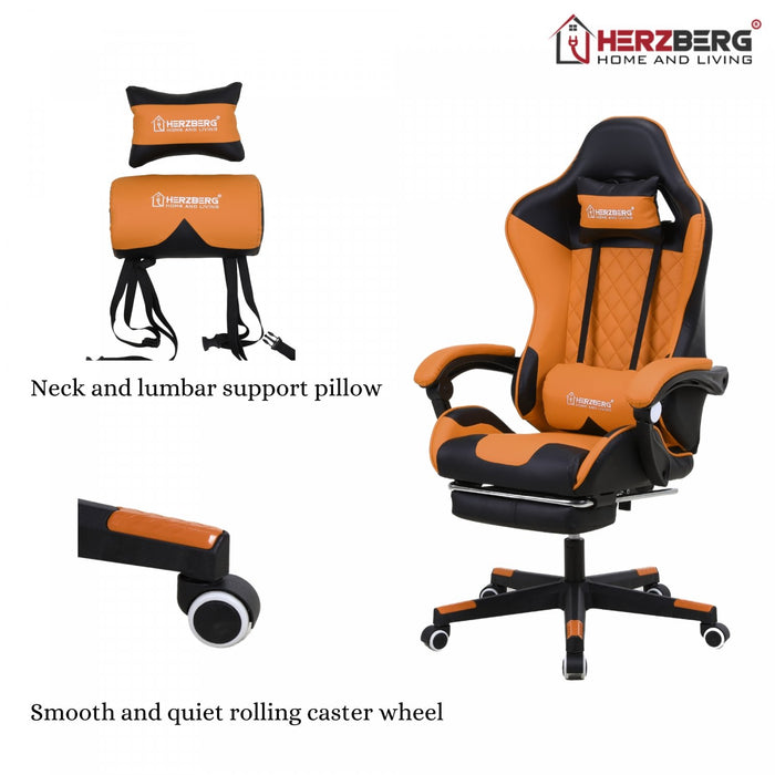 Herzberg Gaming en Bureaustoel met Intrekbare Voetsteun Rood - Bivakshop