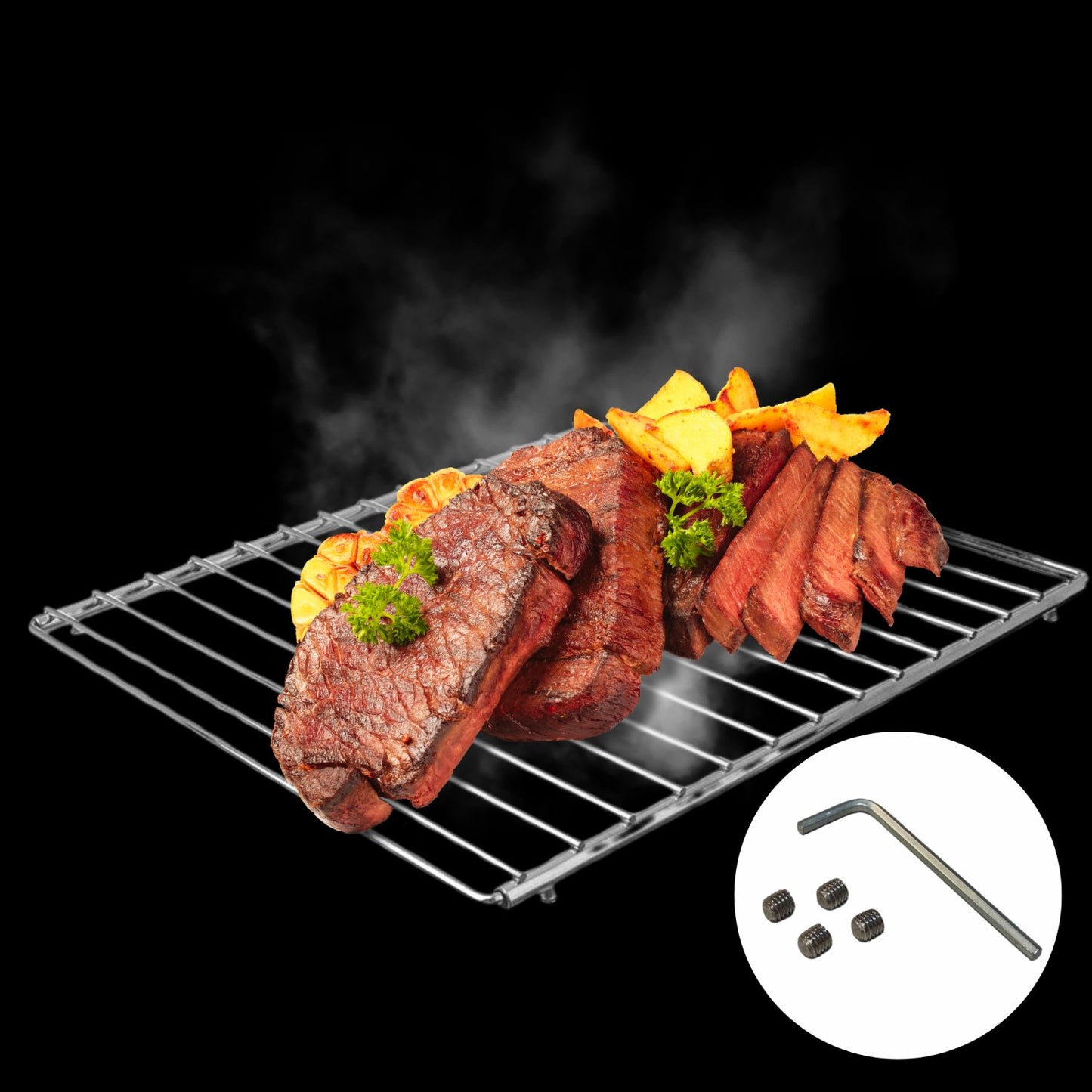 Herzberg HG-03213: Universeel ovenbakrooster en verstelbaar onderzetterrek - Bivakshop