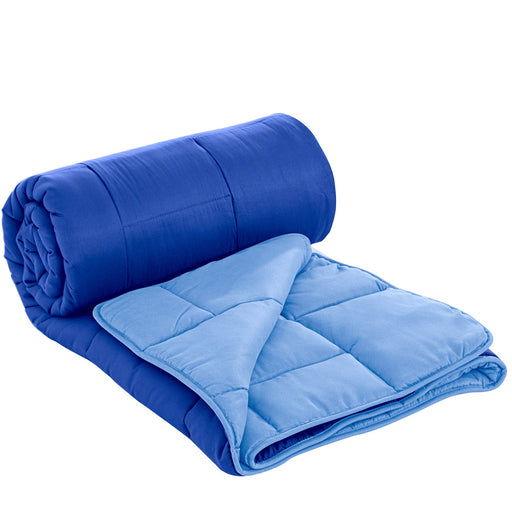 Herzberg HG-2020BCO: Tweekleurig microvezel dekbed - 200x200cm blauw - Bivakshop