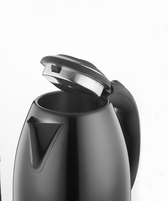 Herzberg HG-5011BLK: Stijlvolle 1.8L 1500W elektrische waterkoker van roestvrij staal - Zwart - Bivakshop