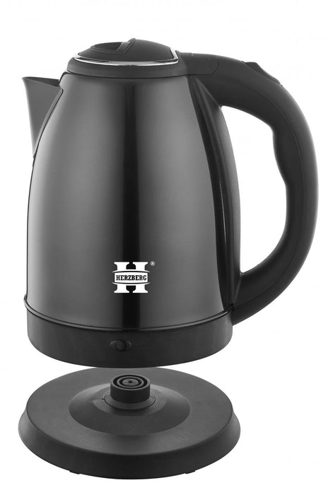 Herzberg HG-5011BLK: Stijlvolle 1.8L 1500W elektrische waterkoker van roestvrij staal - Zwart - Bivakshop