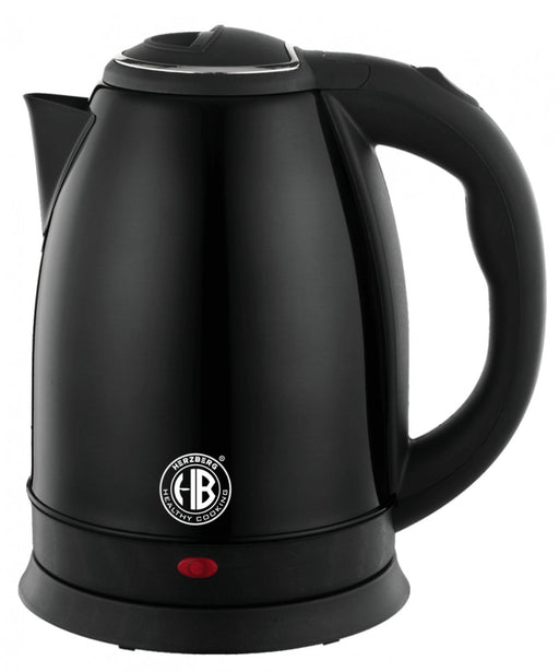 Herzberg HG-5011BLK: Stijlvolle 1.8L 1500W elektrische waterkoker van roestvrij staal - Zwart - Bivakshop