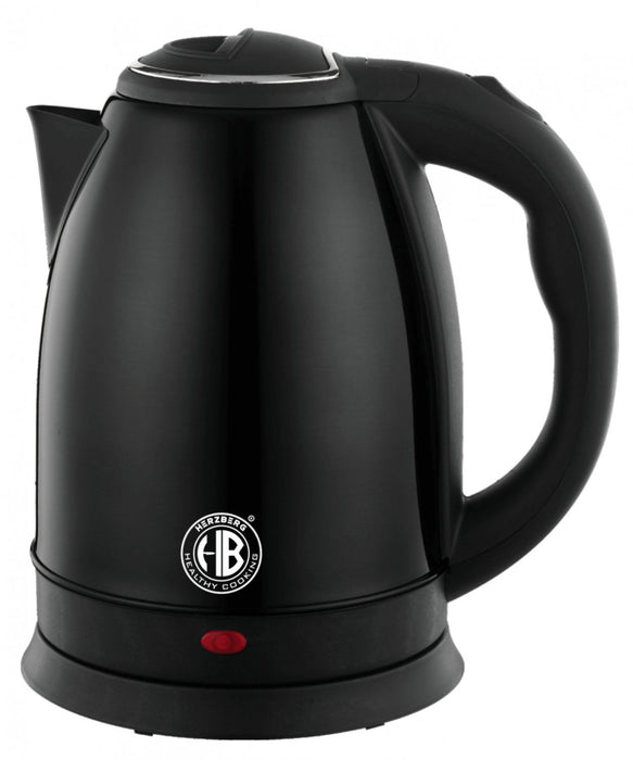 Herzberg HG-5011BLK: Stijlvolle 1.8L 1500W elektrische waterkoker van roestvrij staal - Zwart - Bivakshop