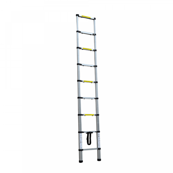 Herzberg HG - 5260: Aluminium telescopische ladder met antislipvoeten - 2,6 meter - Bivakshop