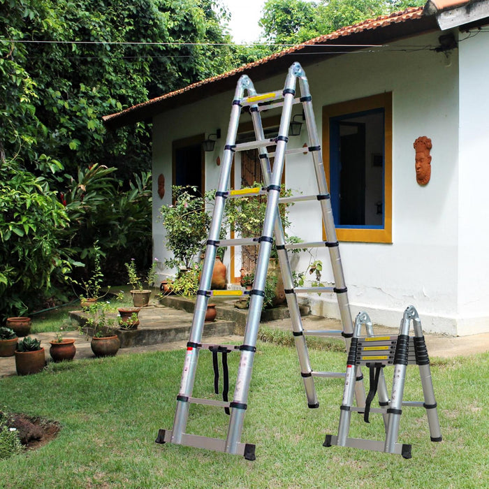 Herzberg HG - 5440: Intrekbare aluminium telescopische ladder - 4,4 m - Bivakshop