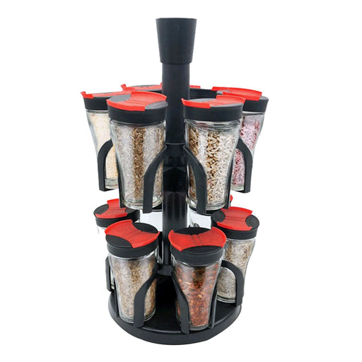 Herzberg HG-6004: kruidenrek met 12 glazen potjes - Bivakshop
