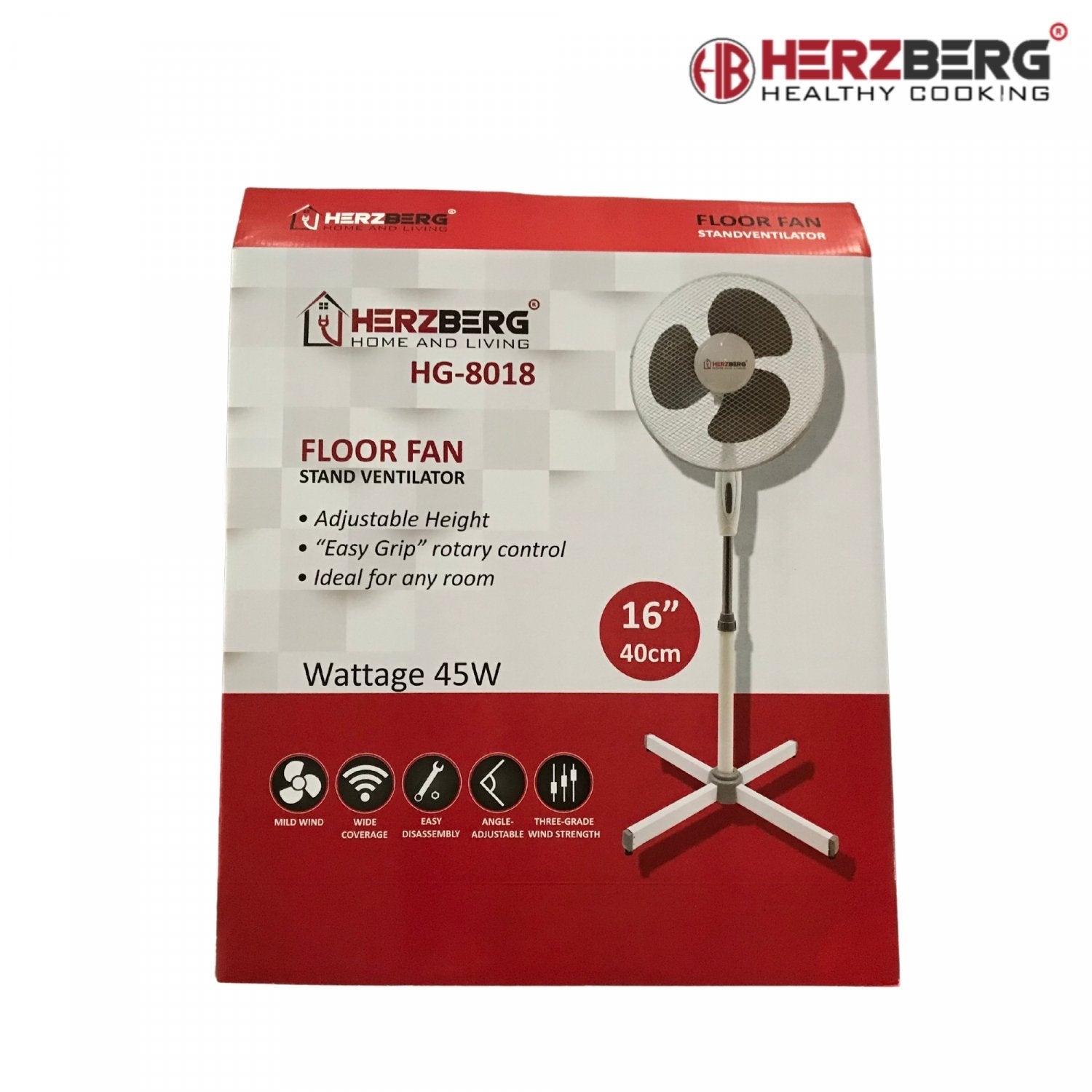 Herzberg HG-8018: 16-inch standaard oscillerende ventilator - Bivakshop