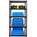 Herzberg HG-8027BLK: Zwart gecoat opbergrek - 5-vaks stellingkast - Tot 175 kg - Bivakshop