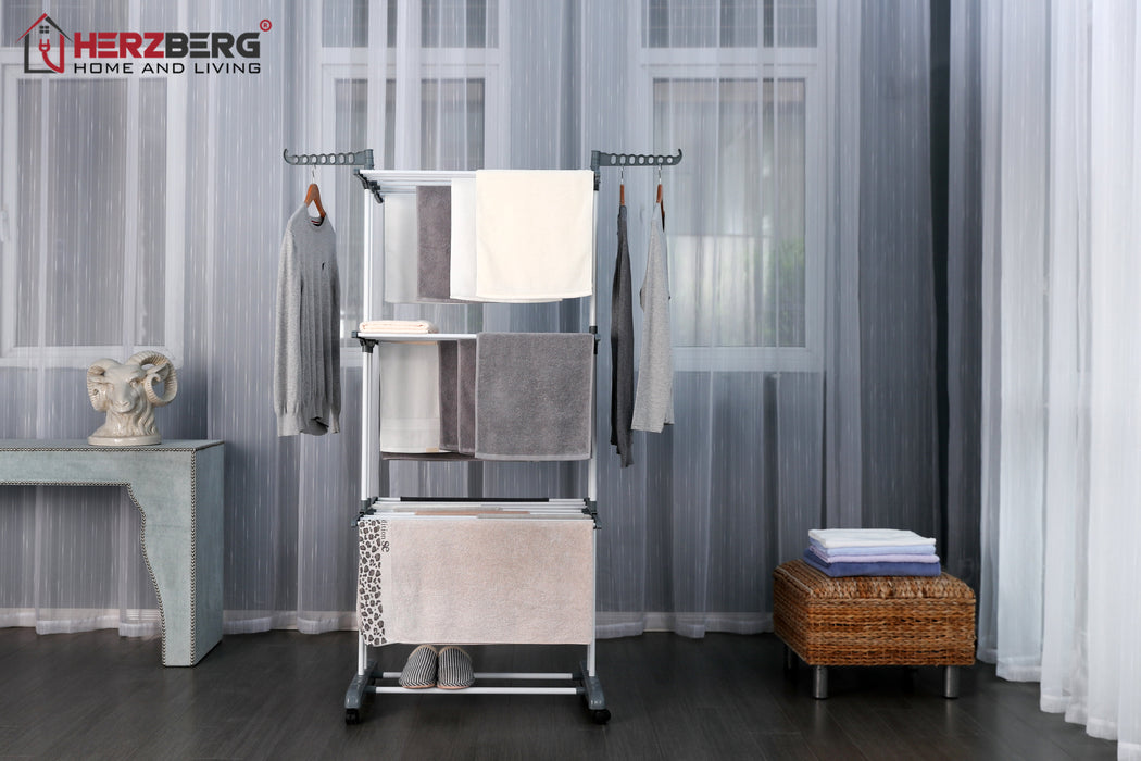 Herzberg HG - 8034GRY: Bewegend Kledingrek - Grijs - Bivakshop