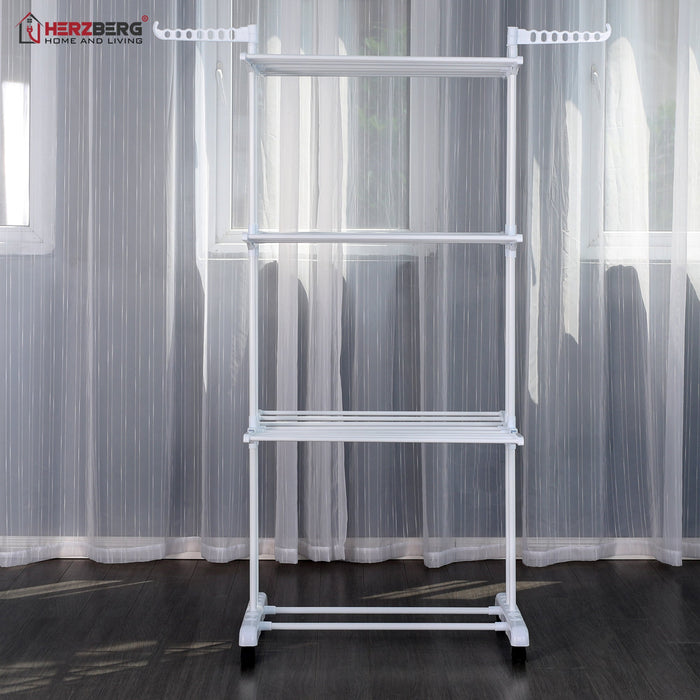 Herzberg HG-8034WHT: Verplaatsbaar Kledingrek - Wit - Bivakshop