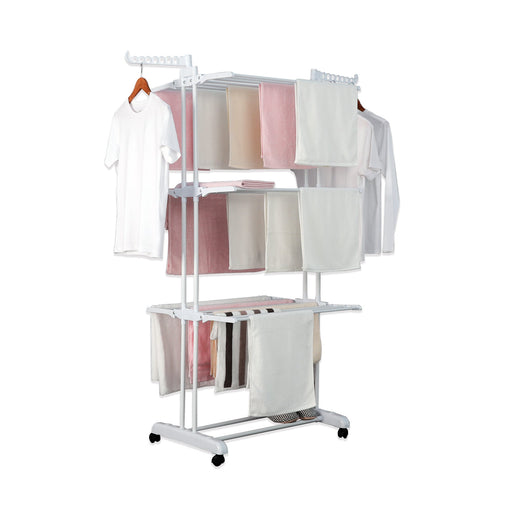 Herzberg HG-8034WHT: Verplaatsbaar Kledingrek - Wit - Bivakshop