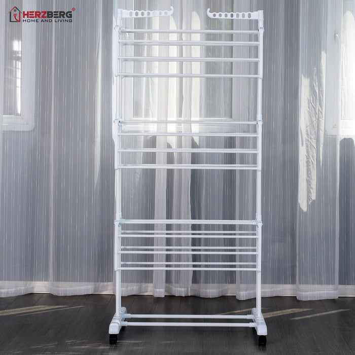 Herzberg HG-8034WHT: Verplaatsbaar Kledingrek - Wit - Bivakshop