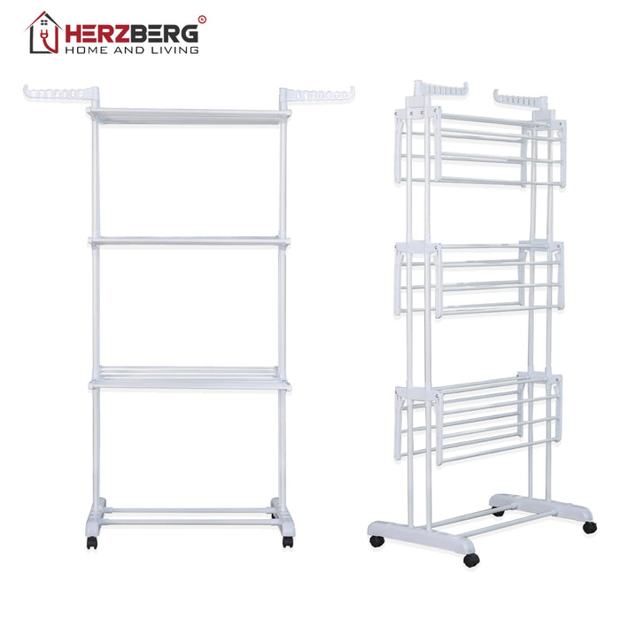 Herzberg HG-8034WHT: Verplaatsbaar Kledingrek - Wit - Bivakshop