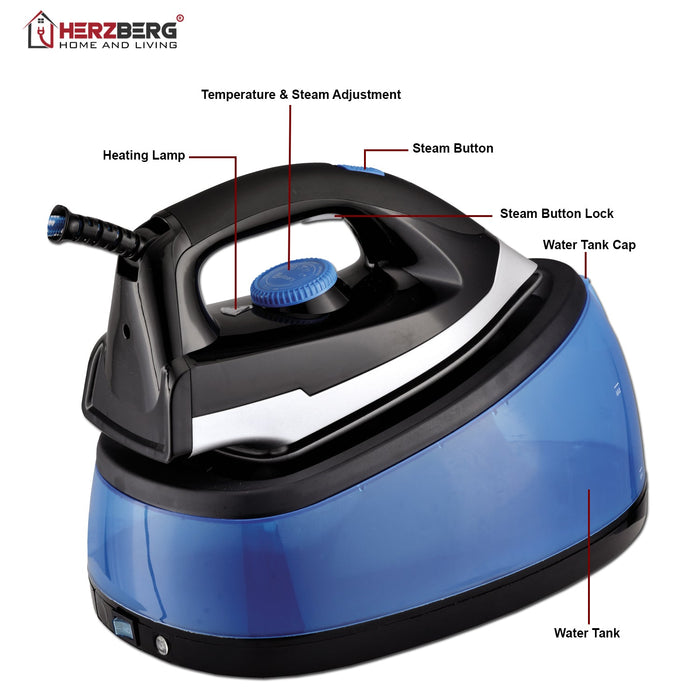 Herzberg HG-8039: 2200W strijkijzer met stoomstation - Bivakshop