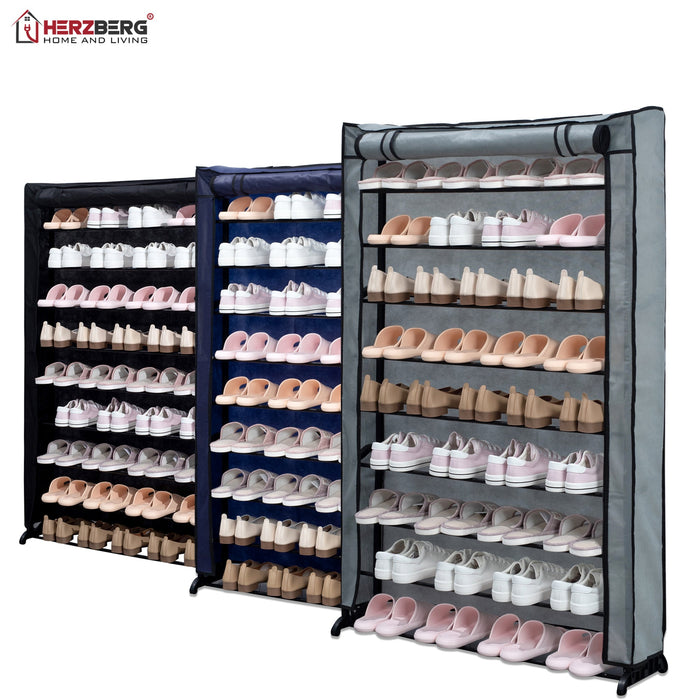 Herzberg HG-8077: 9-Tier Schoenenrek Organizer Blauw - Bivakshop