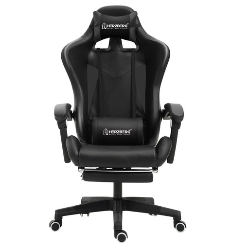 Herzberg HG - 8080: Ergonomische gamestoel in racewagenstijl, zwart - Bivakshop
